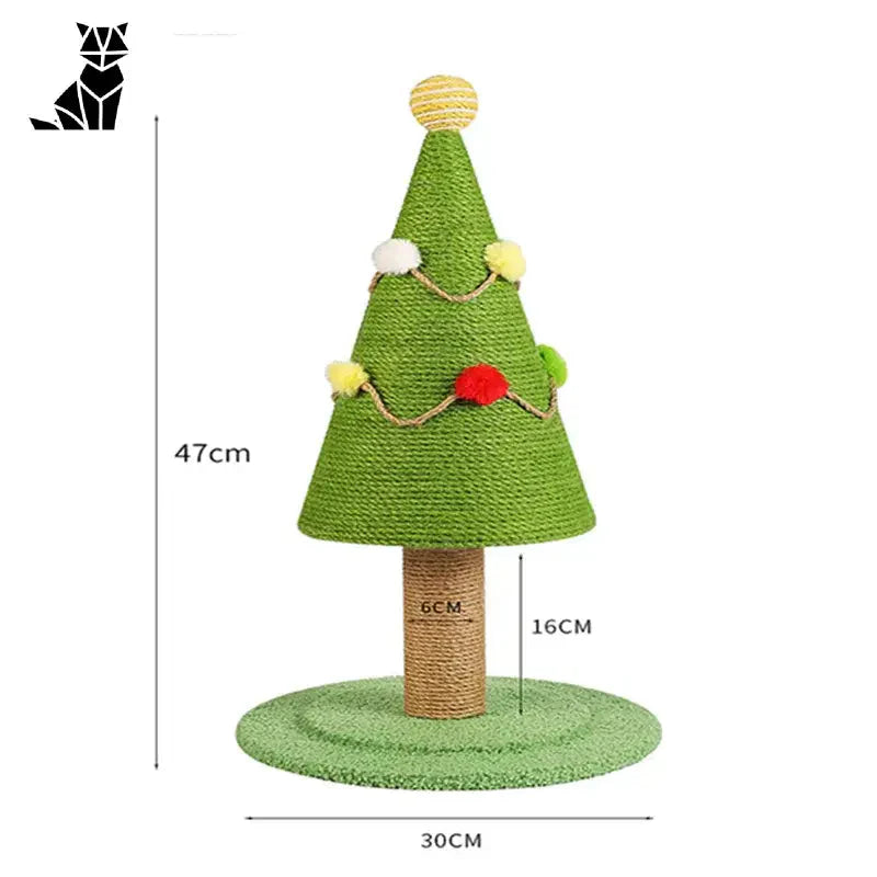 Arbre de Noël vert avec boule rouge, parfait pour un arbre à chat festif pour vos amis félins