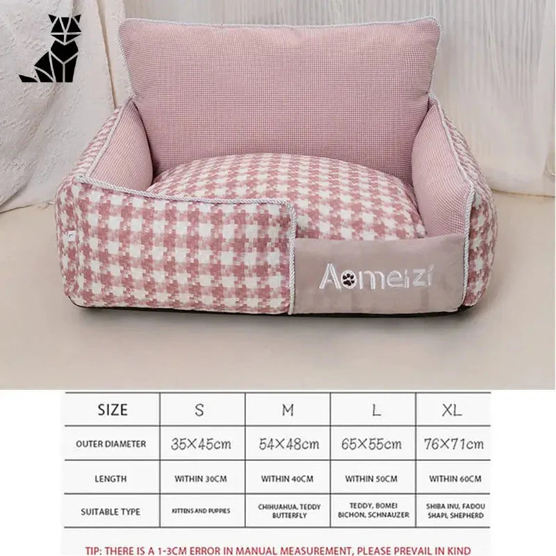 Lit Confortable pour Chien - Pink Checkered Pattern, Chien Confortable, Sommeil Paisible, Différentes Tailles